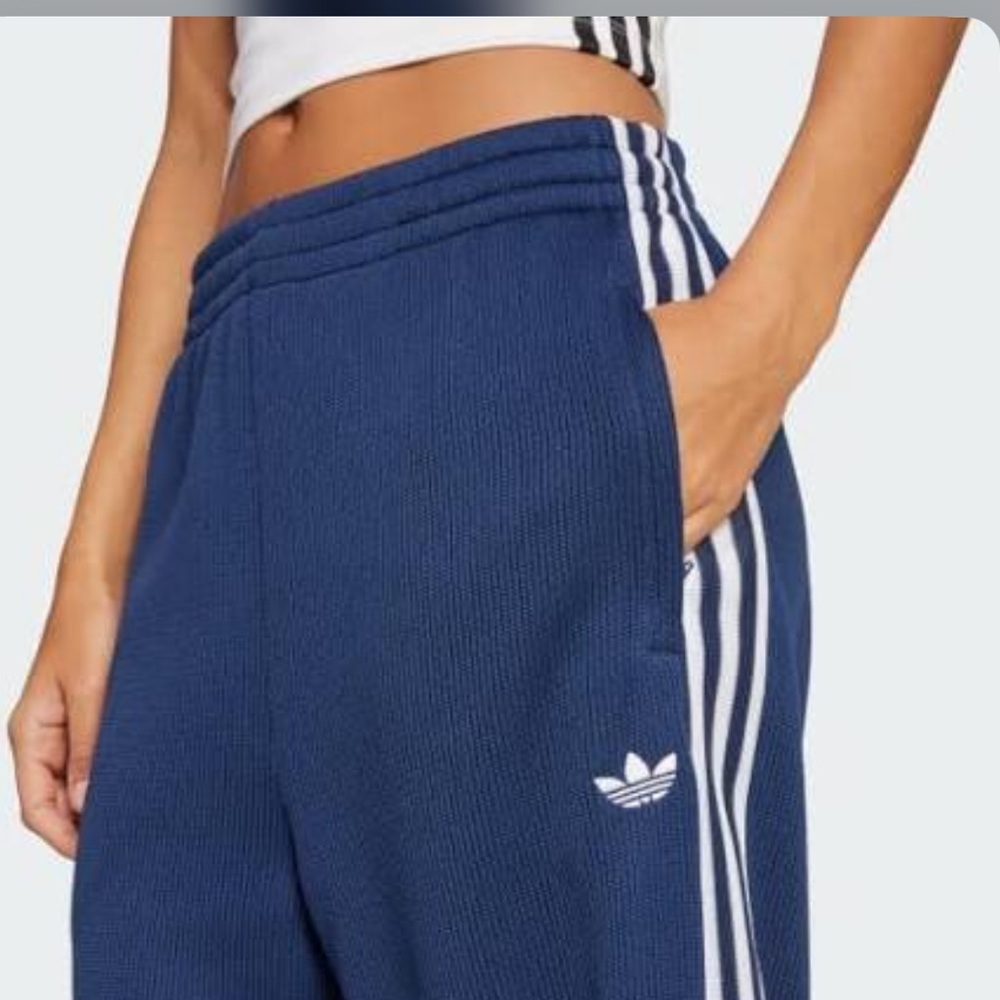 Adidas Navy Track Pants with White Accents
